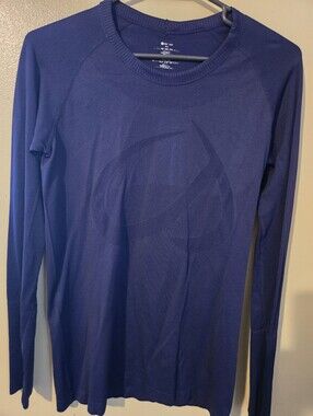 CRZ YOGA Seamless Athletic Long Sleeve Top Blue